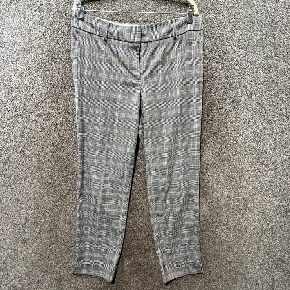 Talbots‎ Trouser Pants Women 14 Hampshire Ankle Plaid Gray Office Career Slacks